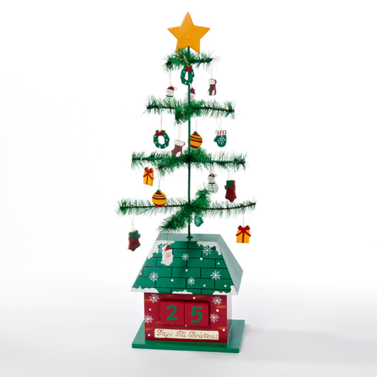 Kurt Adler 17” Green and Red Christmas Tree with Ornaments Days till Christmas Calendar